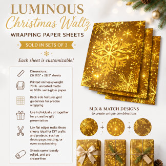 Luminous Christmas Waltz Wrapping Paper Sheet