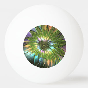 Luminous Colorful Fantasy Flower Fractal Art Ping Pong Ball