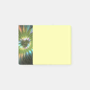 Luminous Colorful Fantasy Flower Fractal Art Post-it Notes