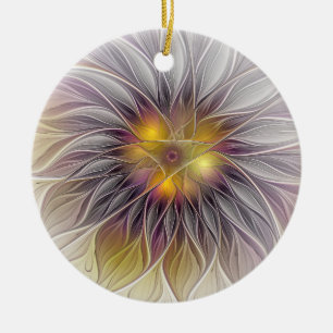 Luminous Colorful Flower, Abstract Modern Fractal Ceramic Tree Decoration