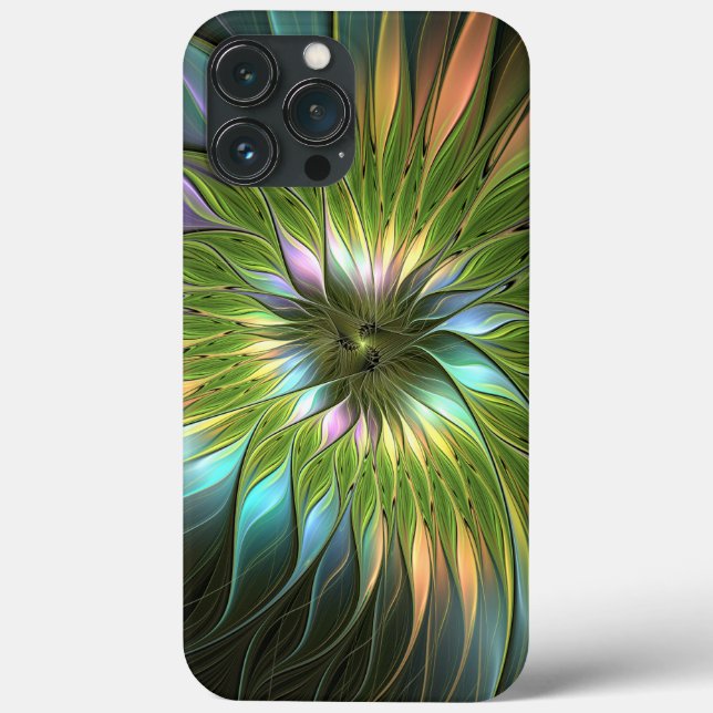 Luminous Colourful Fantasy Flower Fractal Art Case-Mate iPhone Case (Back)