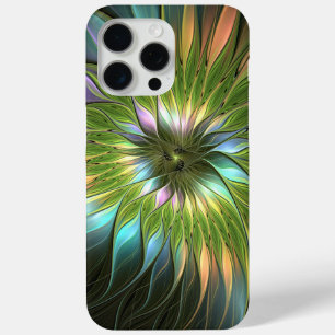 Luminous Colourful Fantasy Flower Fractal Art iPhone 15 Pro Max Case