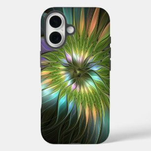 Luminous Colourful Fantasy Flower Fractal Art iPhone 16 Case