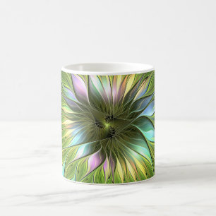 Luminous Colourful Fantasy Flower Fractal Art Coffee Mug