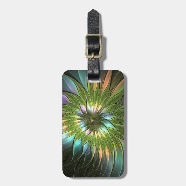 Luminous Colourful Fantasy Flower Fractal Art Luggage Tag (Front Vertical)