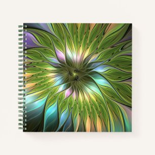 Luminous Colourful Fantasy Flower Fractal Art Notebook