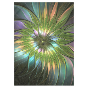 Luminous Colourful Fantasy Flower Fractal Art Tablecloth