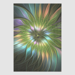 Luminous Colourful Fantasy Flower Fractal Art Tissue Paper