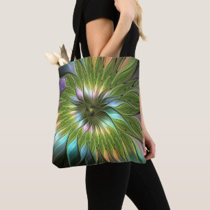 Luminous Colourful Fantasy Flower Fractal Art Tote Bag
