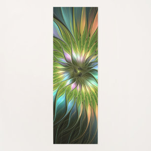 Luminous Colourful Fantasy Flower Fractal Art Yoga Mat