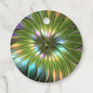 Luminous Colourful Fantasy Flower Fractal Custom Favour Tags