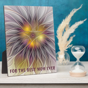 Luminous Colourful Flower Abstract Fractal Best Mu Plaque