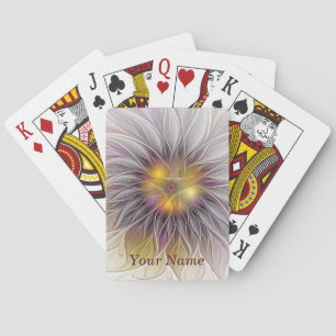 Luminous Colourful Flower, Abstract Fractal Name Playing Cards