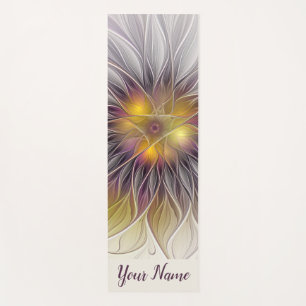 Luminous Colourful Flower, Abstract Fractal Name Yoga Mat