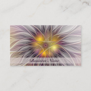 Luminous Colourful Flower, Abstract Modern Fractal Business Card
