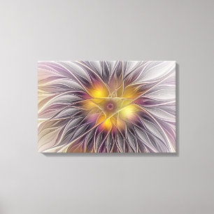 Luminous Colourful Flower, Abstract Modern Fractal Canvas Print
