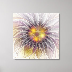 Luminous Colourful Flower, Abstract Modern Fractal Canvas Print