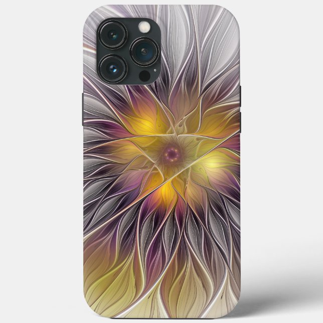 Luminous Colourful Flower, Abstract Modern Fractal Case-Mate iPhone Case (Back)