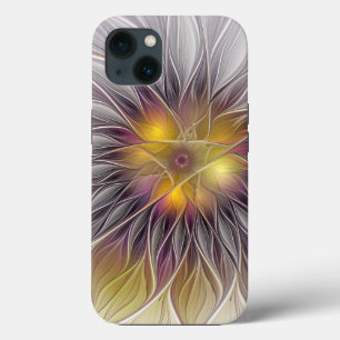 Luminous Colourful Flower, Abstract Modern Fractal iPhone 13 Case