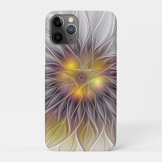 Luminous Colourful Flower, Abstract Modern Fractal Case-Mate iPhone Case (Back)