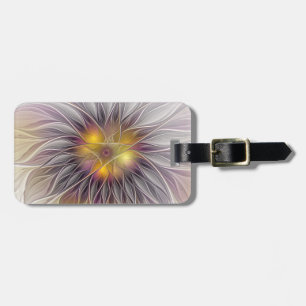 Luminous Colourful Flower, Abstract Modern Fractal Luggage Tag