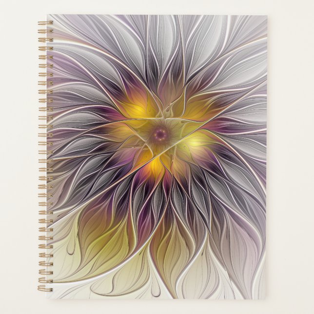 Luminous Colourful Flower, Abstract Modern Fractal Planner (Front)