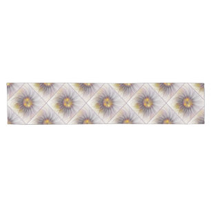 Luminous Colourful Flower, Abstract Modern Fractal Short Table Runner