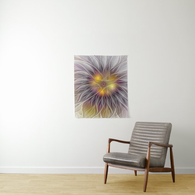 Luminous Colourful Flower, Abstract Modern Fractal Tapestry (In Situ)