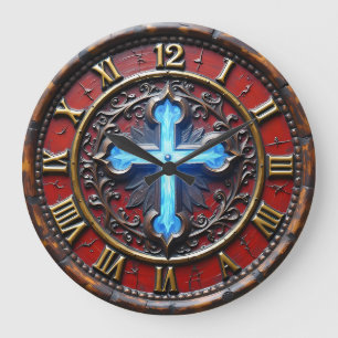 Luminous Cross Ornate Large Clock