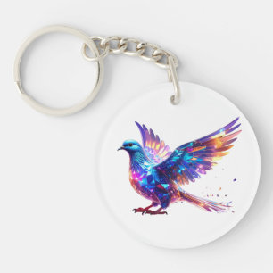 Luminous Crystal Dove Art Print Key Ring