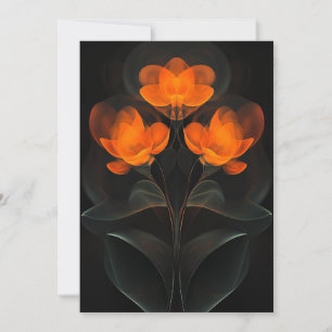 Luminous Cyberflora Orange Black Cyber Flowers Invitation