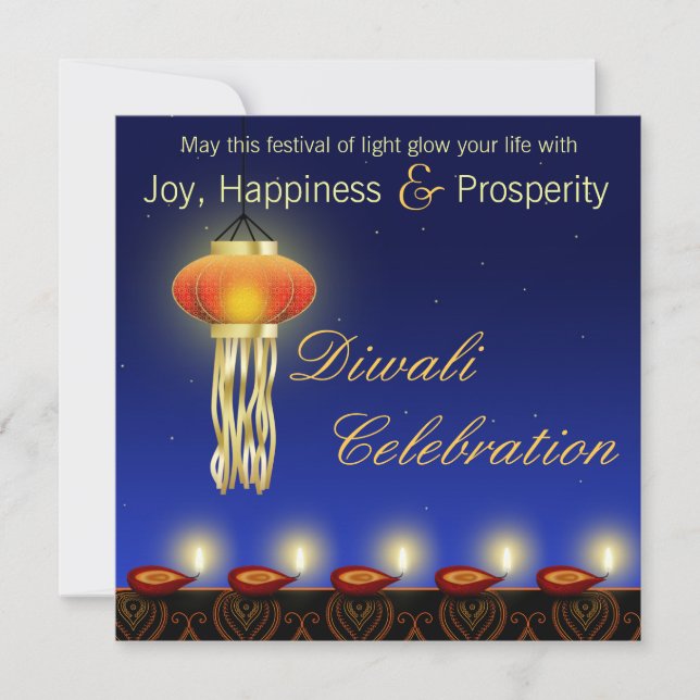Luminous Diwali Lamp - Festival Invitation (Front)