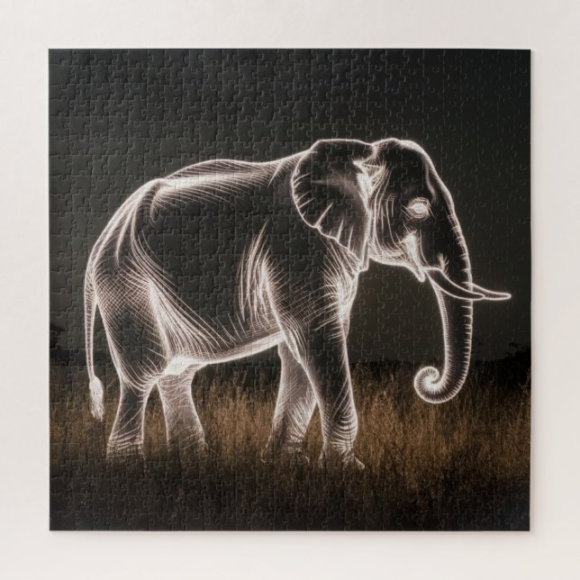 Luminous Elephant Silhouette Jigsaw Puzzle (Vertical)