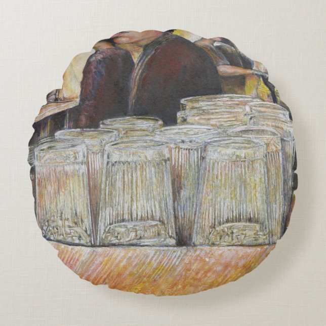 Luminous Equivalent of Passionate Emotions Round Cushion (Front)