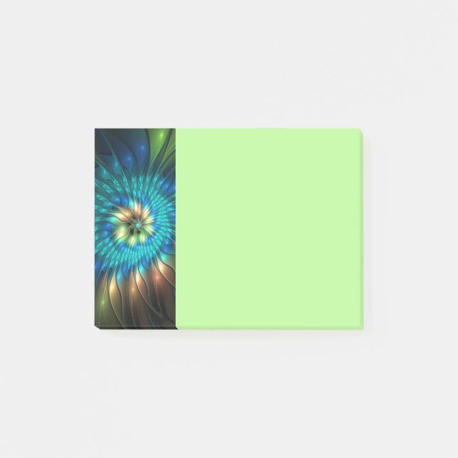 Luminous Fantasy Flower, Colorful Abstract Fractal Post-it Notes (Front)