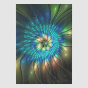 Luminous Fantasy Flower, Colorful Abstract Fractal Tissue Paper