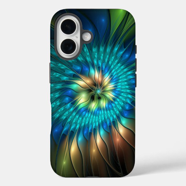 Luminous Fantasy Flower, Colourful Abstract Fracta Case-Mate iPhone Case (Back)