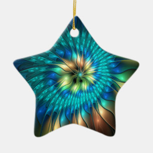 Luminous Fantasy Flower, Colourful Abstract Fracta Ceramic Tree Decoration