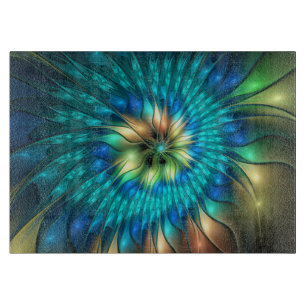 Luminous Fantasy Flower, Colourful Abstract Fracta Cutting Board