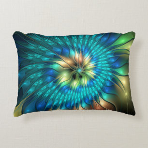 Luminous Fantasy Flower, Colourful Abstract Fracta Decorative Cushion