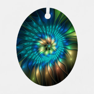 Luminous Fantasy Flower, Colourful Abstract Fracta Metal Tree Decoration