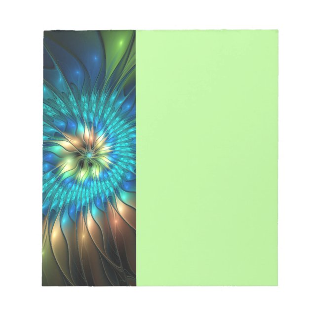 Luminous Fantasy Flower, Colourful Abstract Fracta Notepad (Front)