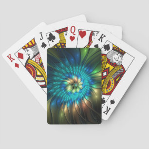 Luminous Fantasy Flower, Colourful Abstract Fracta Playing Cards