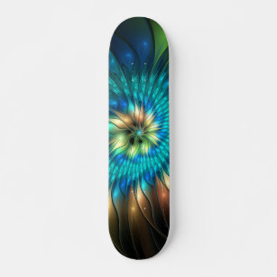 Luminous Fantasy Flower, Colourful Abstract Fracta Skateboard