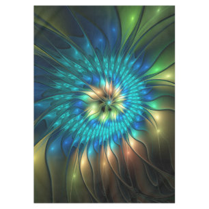 Luminous Fantasy Flower, Colourful Abstract Fracta Tablecloth