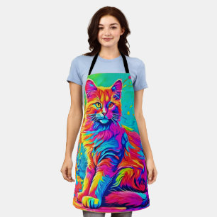 Luminous Feline: Colourful Neon Cat Apron