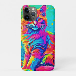 Luminous Feline: Colourful Neon Cat Case-Mate iPhone Case