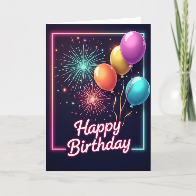 Luminous Festive Birthday Card (Front)