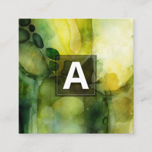 Luminous Flow Abstract Watercolor Square Business Card