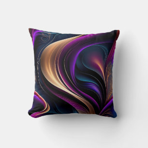 Luminous Flow - Bold Purple, Teal, and Gold Art Cushion